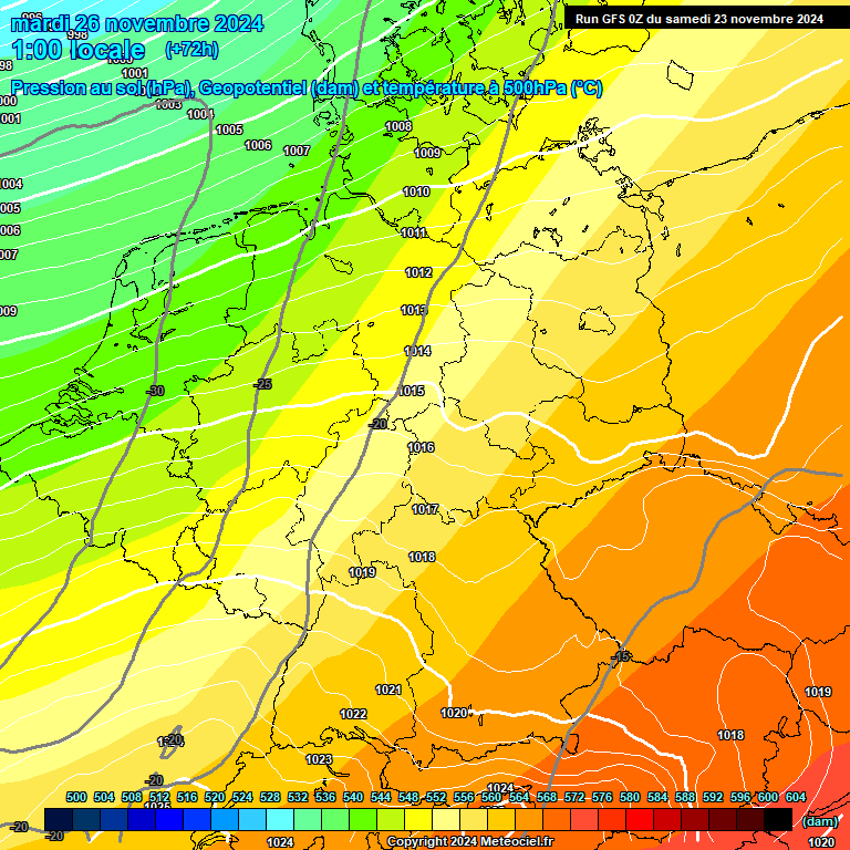 Modele GFS - Carte prvisions 