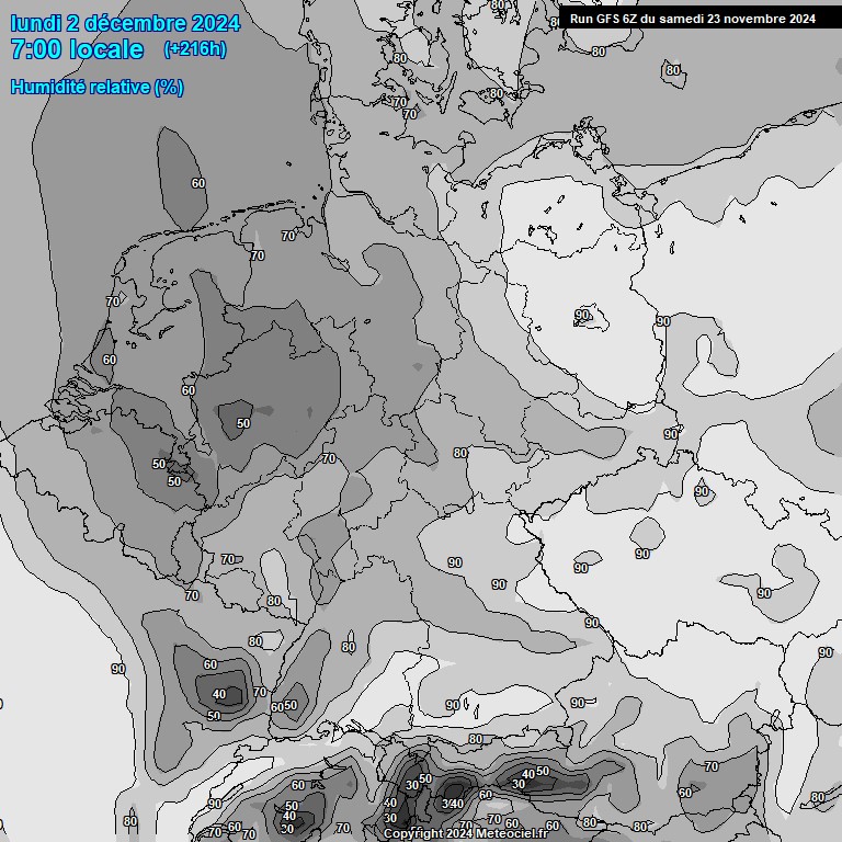 Modele GFS - Carte prvisions 