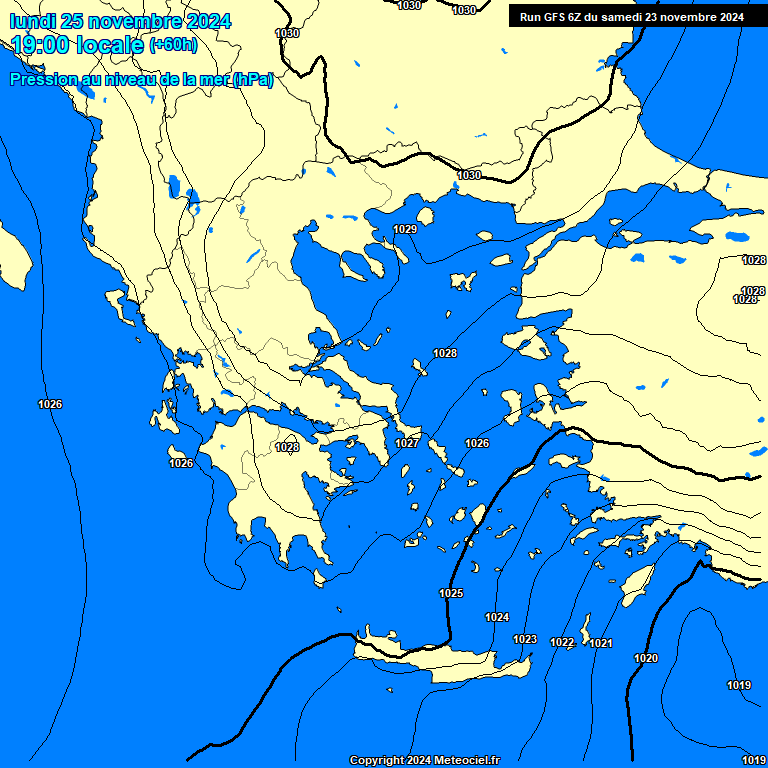 Modele GFS - Carte prvisions 