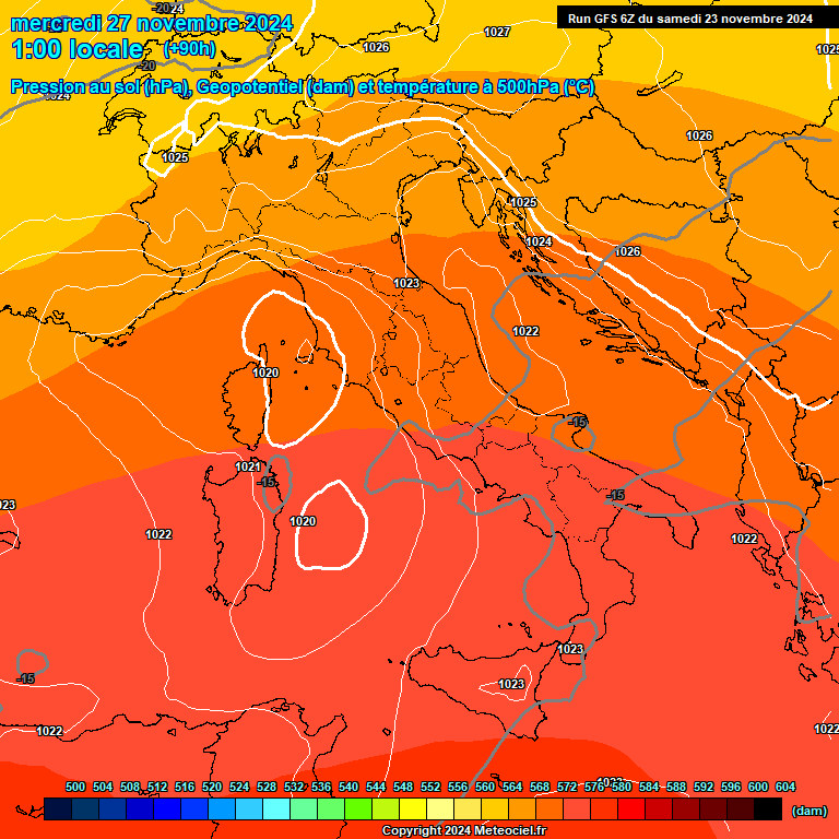 Modele GFS - Carte prvisions 