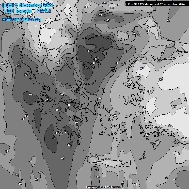 Modele GFS - Carte prvisions 