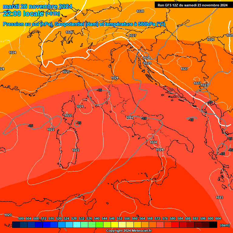 Modele GFS - Carte prvisions 