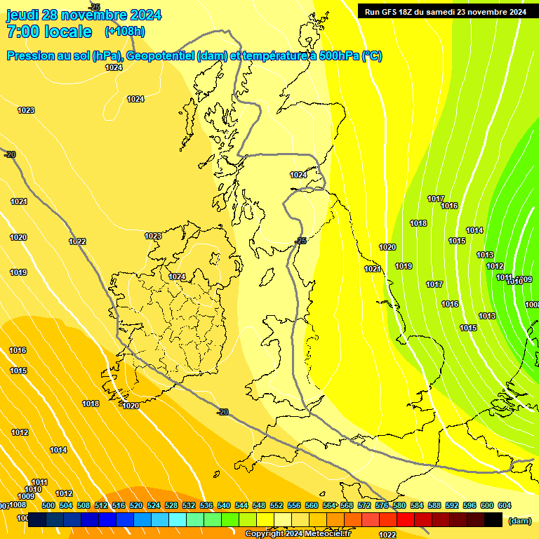 Modele GFS - Carte prvisions 