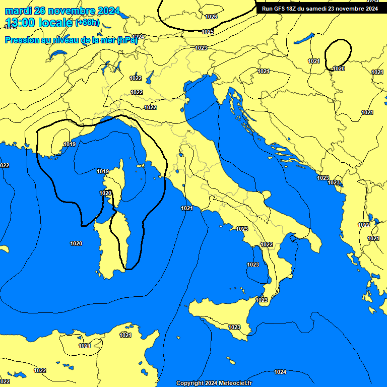 Modele GFS - Carte prvisions 