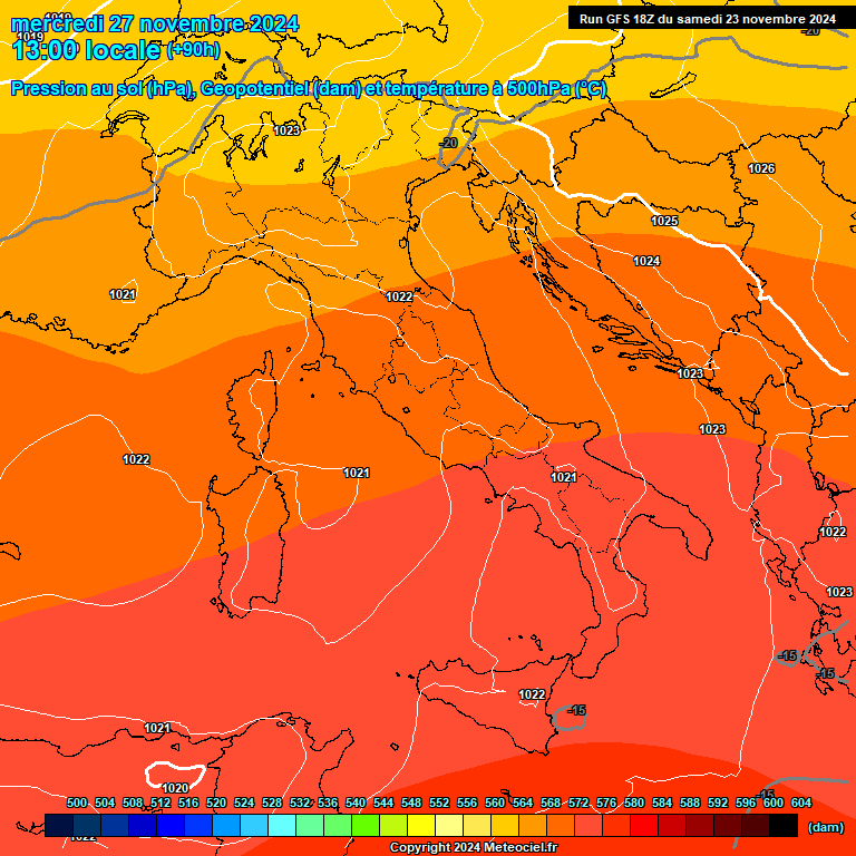 Modele GFS - Carte prvisions 