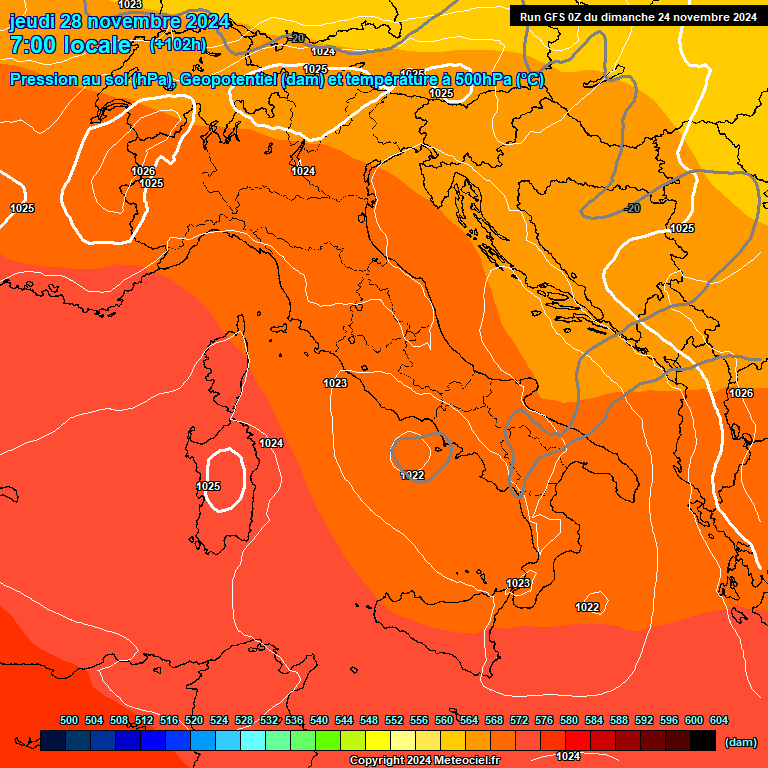 Modele GFS - Carte prvisions 