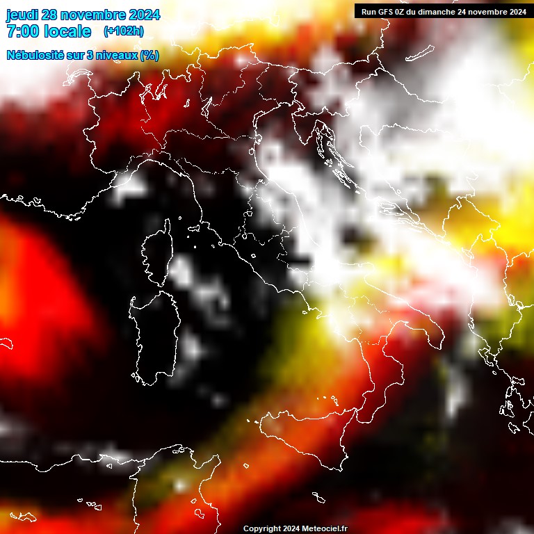 Modele GFS - Carte prvisions 