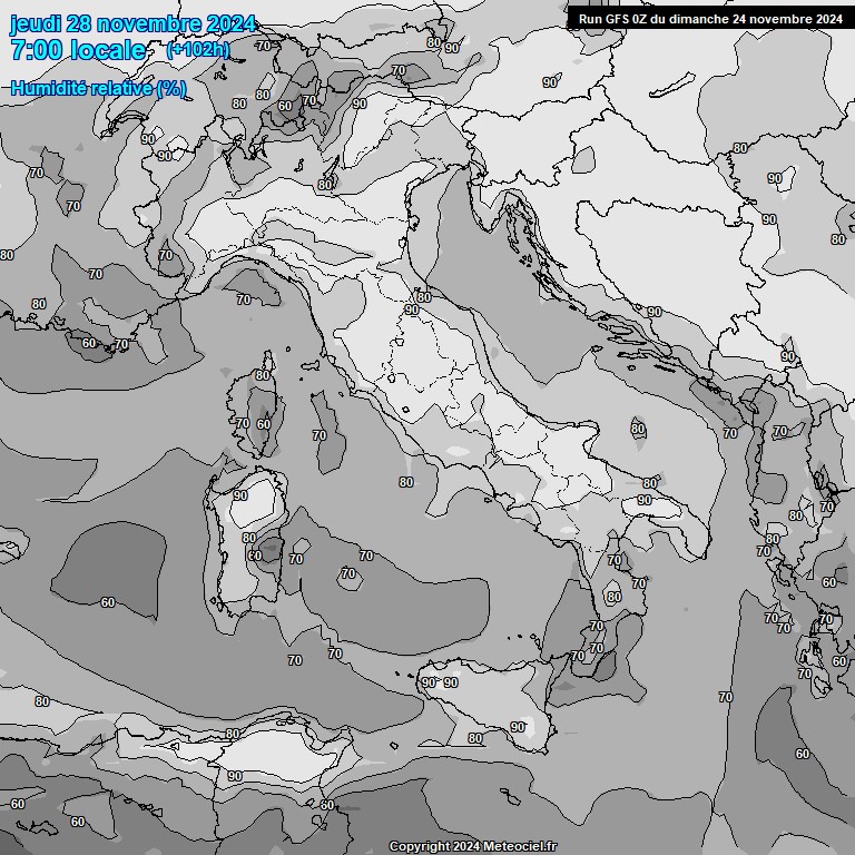 Modele GFS - Carte prvisions 