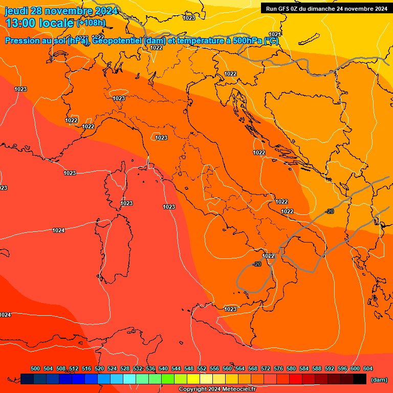 Modele GFS - Carte prvisions 