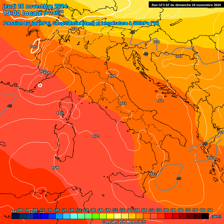 Modele GFS - Carte prvisions 