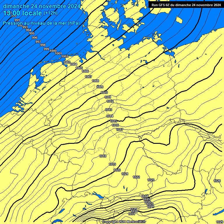 Modele GFS - Carte prvisions 