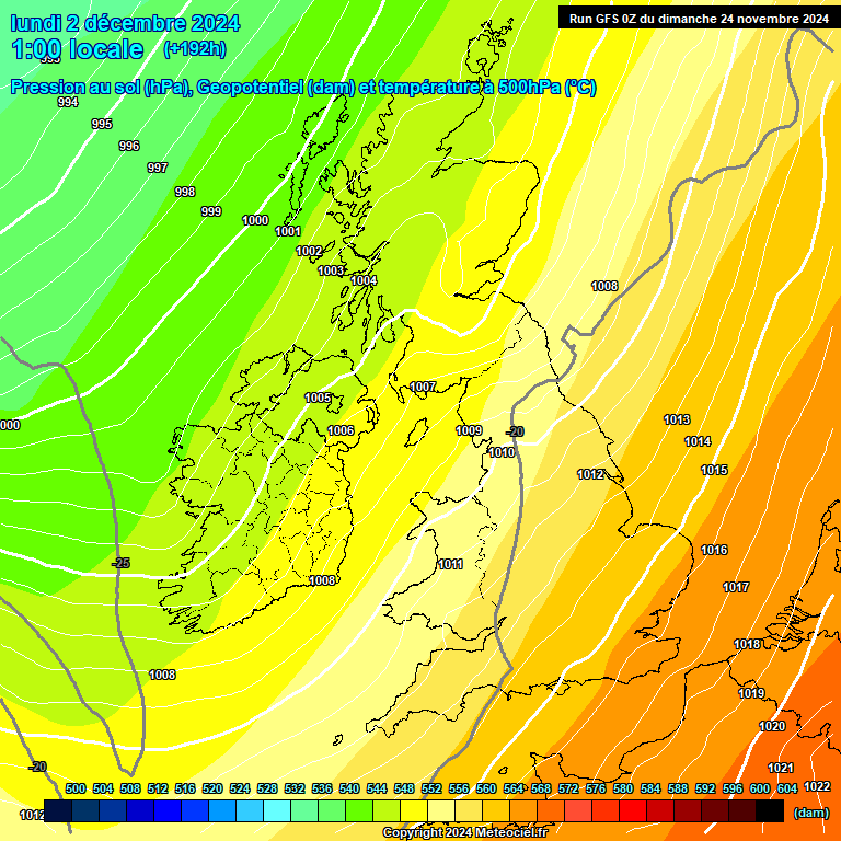 Modele GFS - Carte prvisions 