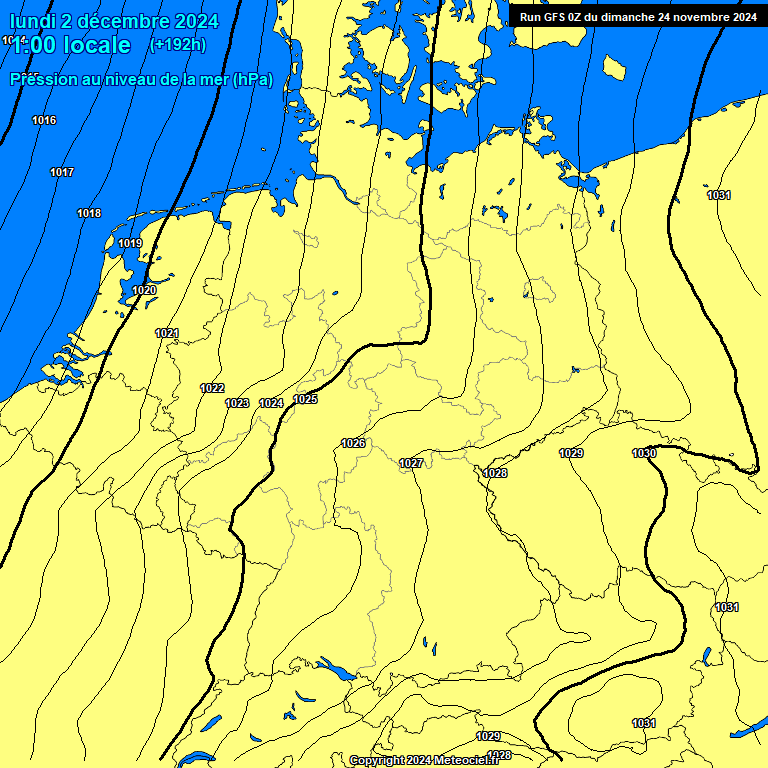 Modele GFS - Carte prvisions 