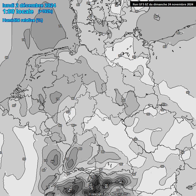 Modele GFS - Carte prvisions 