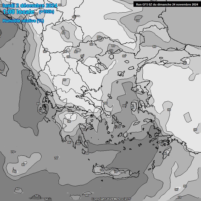 Modele GFS - Carte prvisions 