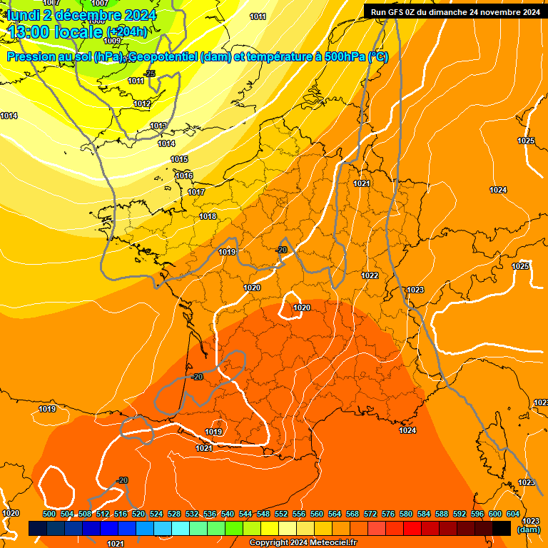 Modele GFS - Carte prvisions 