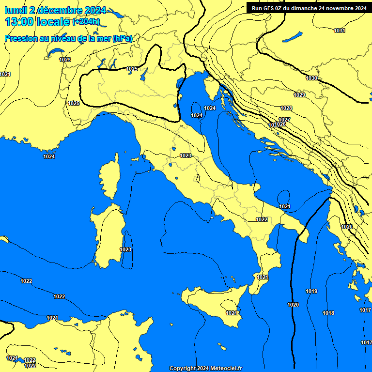 Modele GFS - Carte prvisions 