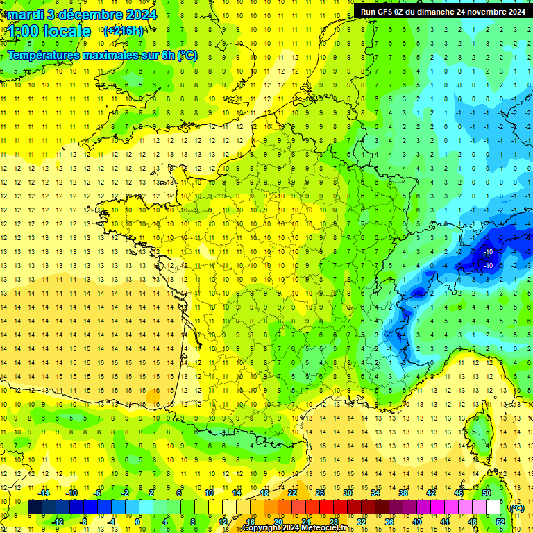 Modele GFS - Carte prvisions 