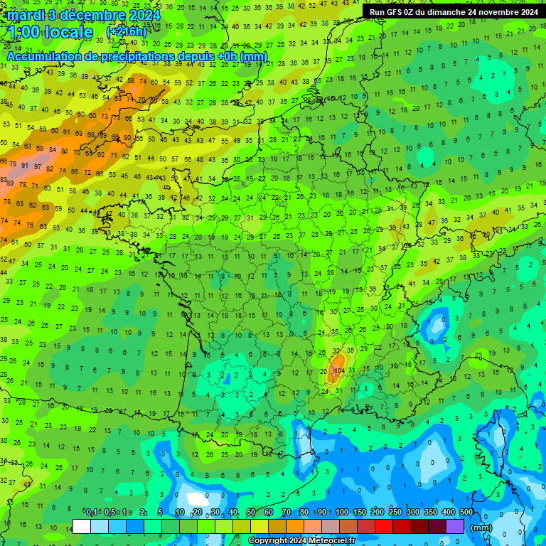 Modele GFS - Carte prvisions 