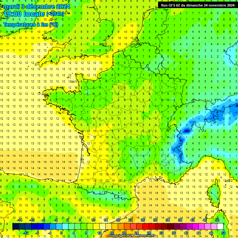 Modele GFS - Carte prvisions 