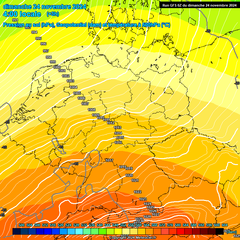 Modele GFS - Carte prvisions 