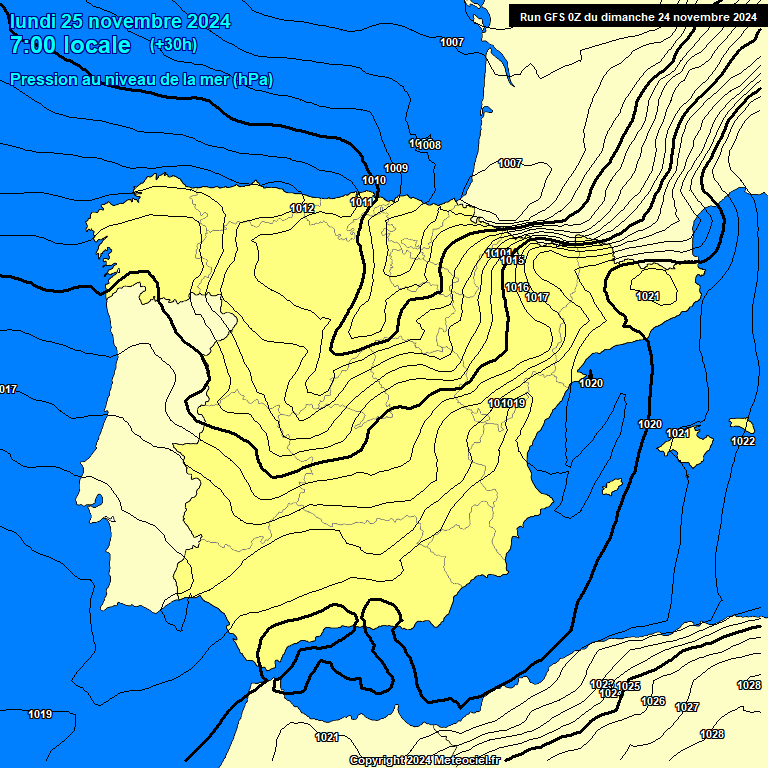 Modele GFS - Carte prvisions 