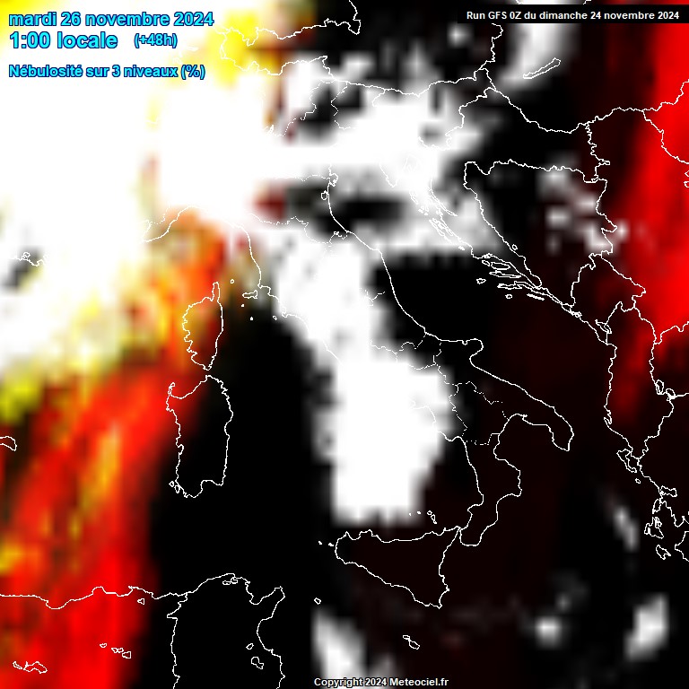 Modele GFS - Carte prvisions 