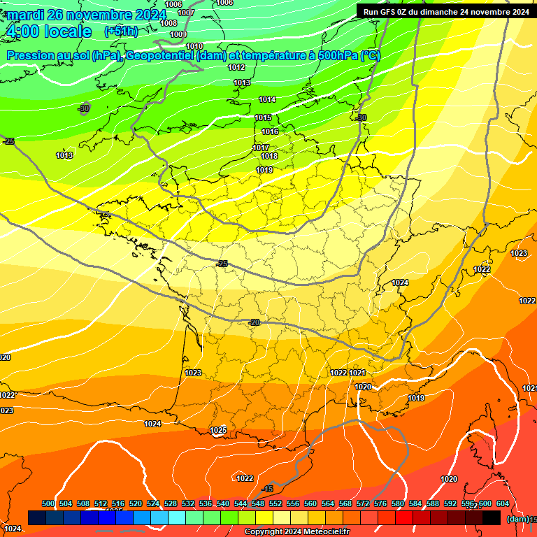 Modele GFS - Carte prvisions 