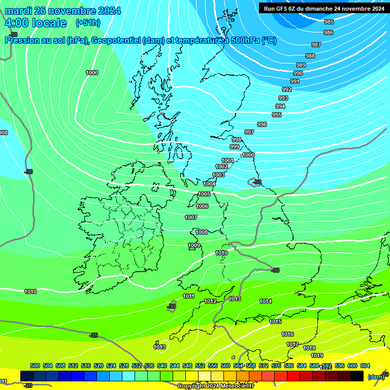 Modele GFS - Carte prvisions 