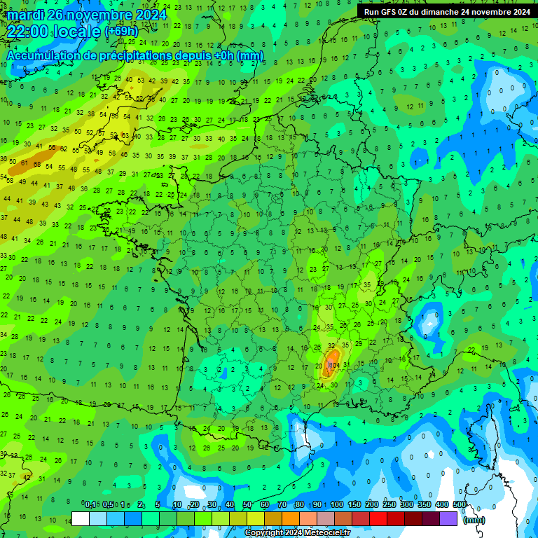 Modele GFS - Carte prvisions 