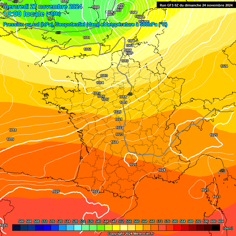 Modele GFS - Carte prvisions 