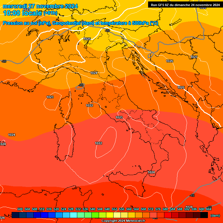 Modele GFS - Carte prvisions 