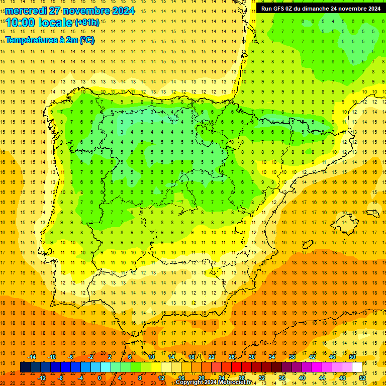 Modele GFS - Carte prvisions 