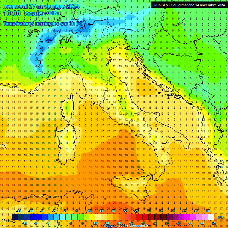 Modele GFS - Carte prvisions 