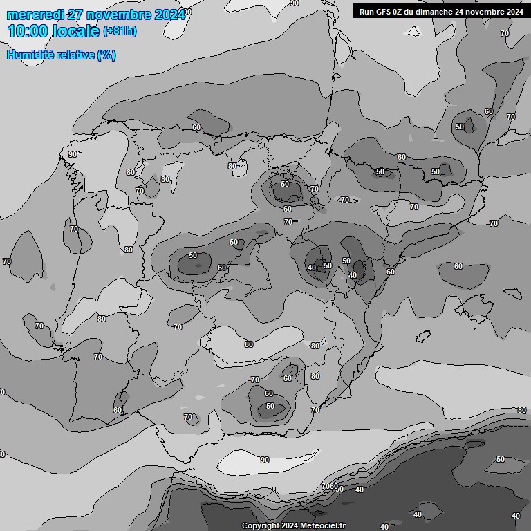 Modele GFS - Carte prvisions 