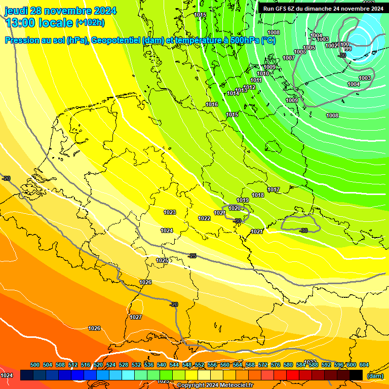 Modele GFS - Carte prvisions 