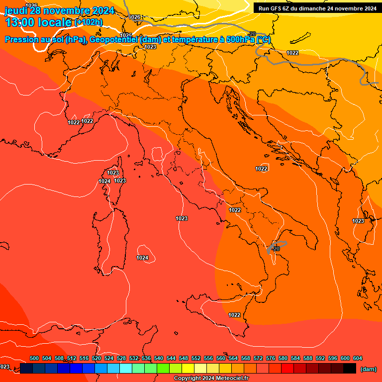 Modele GFS - Carte prvisions 