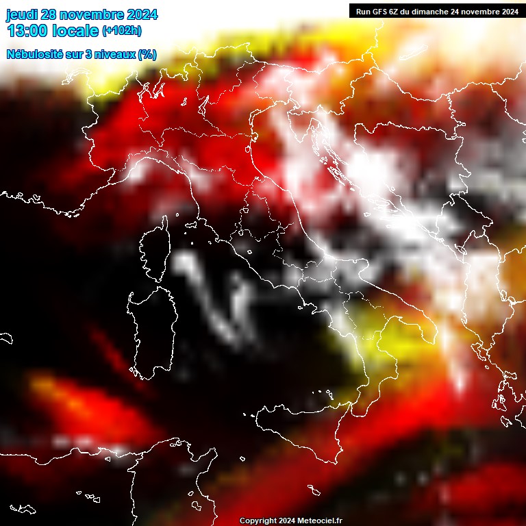 Modele GFS - Carte prvisions 