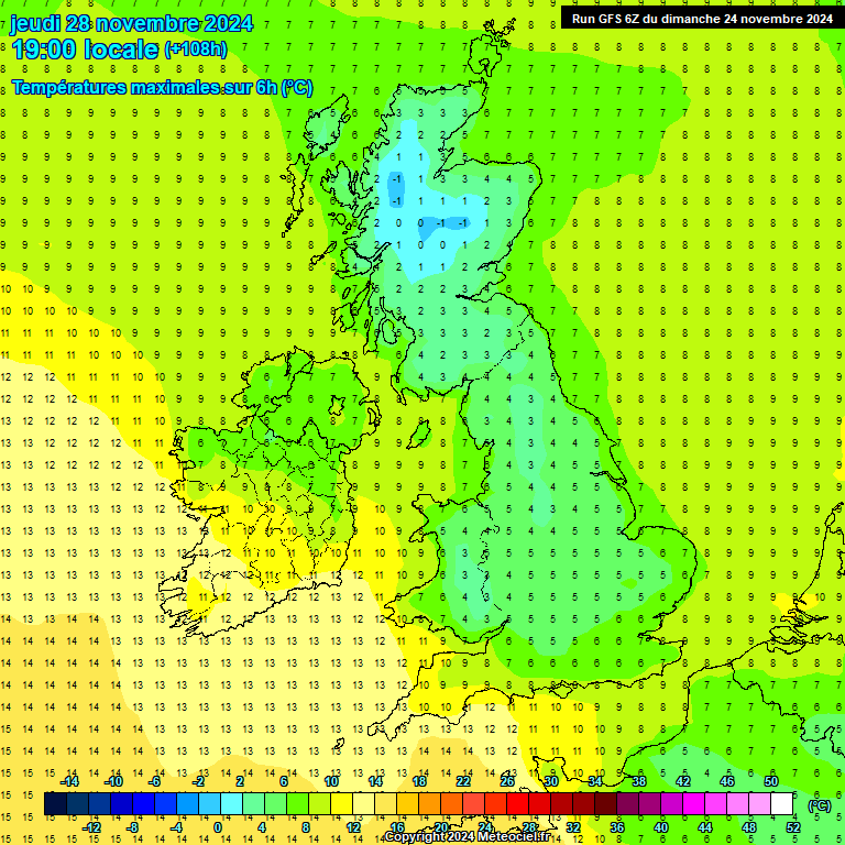 Modele GFS - Carte prvisions 