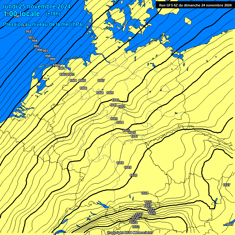 Modele GFS - Carte prvisions 