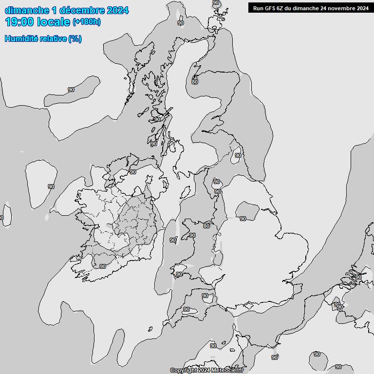 Modele GFS - Carte prvisions 