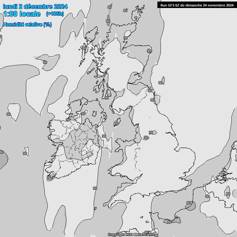 Modele GFS - Carte prvisions 