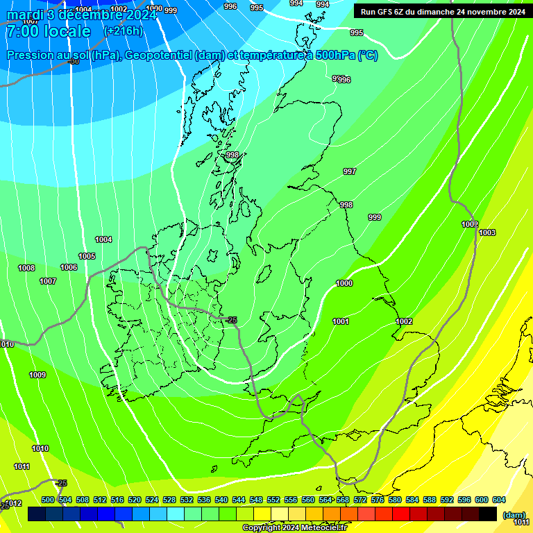 Modele GFS - Carte prvisions 