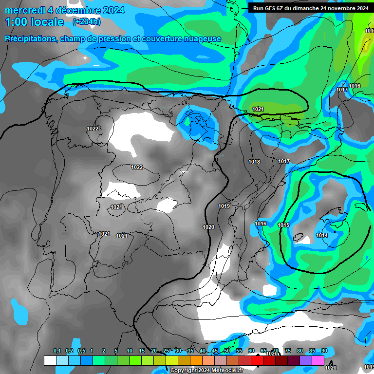 Modele GFS - Carte prvisions 