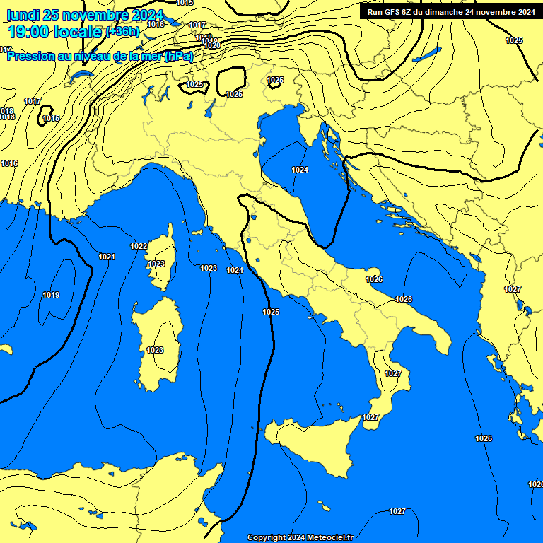 Modele GFS - Carte prvisions 