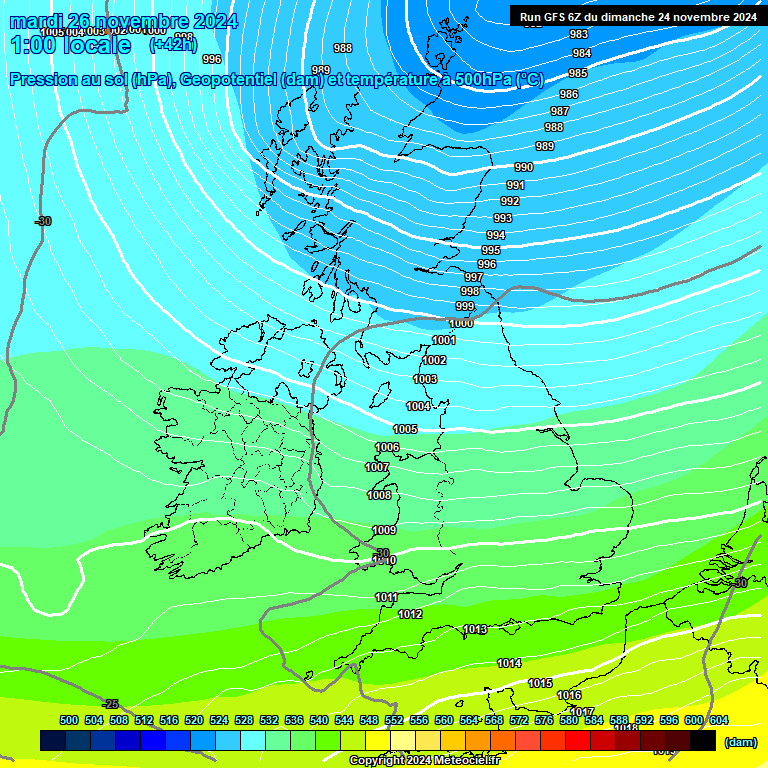 Modele GFS - Carte prvisions 