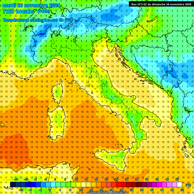 Modele GFS - Carte prvisions 