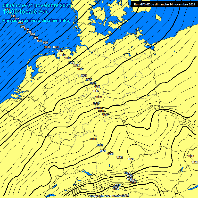 Modele GFS - Carte prvisions 