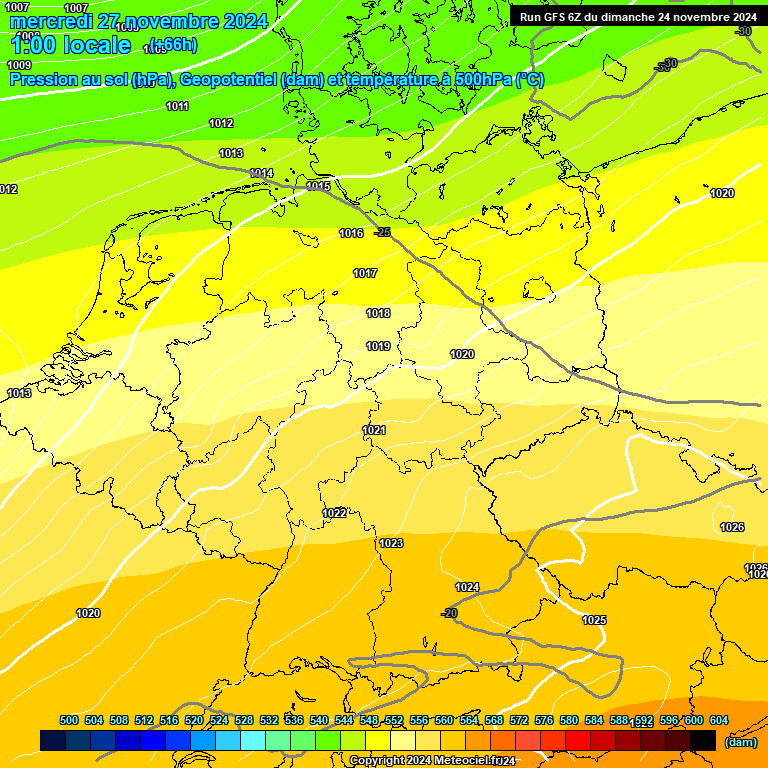 Modele GFS - Carte prvisions 