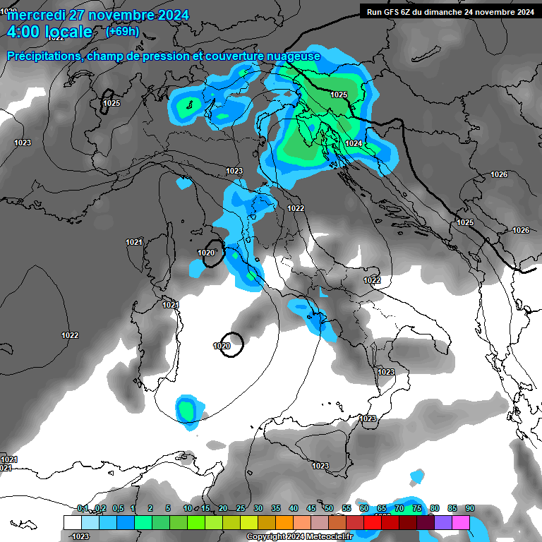 Modele GFS - Carte prvisions 